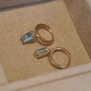 Boucles d'oreilles uniques en aquamarine, argent sterling 925, plaqué or 14 carats, faites à la main, bijoux fins personnalisés, cadeau pour femmes - Product Image 5