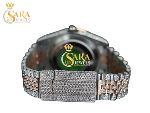 Montre de luxe de haute qualité en moissanite, design squelette, mouvement automatique à quartz, entièrement sertie de diamants blancs, en acier inoxydable - Product Image 4