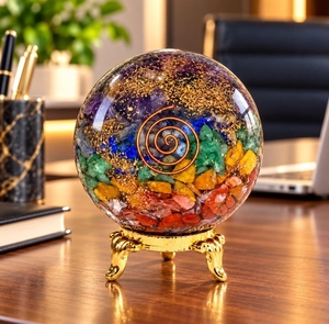 Vente d'usine : Sphère d'orgone Sept Chakras Fée d'Amour, Générateur d'énergie spirale polie en pierres précieuses de cristal, Haute Qualité, Porte-bonheur - Product Image 1