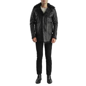 Veste en cuir à fermeture éclair décontractée pour hommes, coupe ajustée, manteau d'hiver long avec col montant, nouveauté, vente en gros pour hommes - Product Image 1