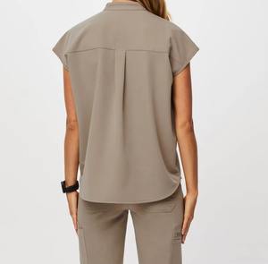 Uniforme Médico Personalizado con Logotipo para Mujer, Cuello Alto, Tela Popelina con 72% Poliéster, Detección de Agujas - Product Image 3