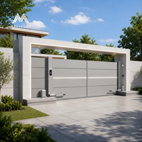 Puerta de Entrada Automática Moderna de Aluminio Personalizada, Puerta Batiente Eléctrica con Motor para Viviendas y Villas