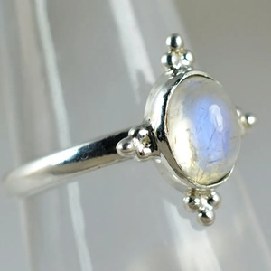 Rainbow Moonstone <b>Ring</b> 925 Sterling <b>Silver</b> Handmade <b>Statement</b> Promise <b>Ring</b> for Women Boho Oval June Birthstone Jewelry - Product Image 3