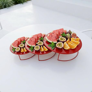 Juego de Soportes Metálicos para Pastel en Forma de Media Luna, Exhibición para Mesa de Postres, Ideal para Baby Showers, Bodas, Cumpleaños, Soporte para Pastel Rojo - Product Image 2