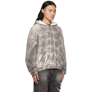 Sweat à capuche vintage personnalisé pour homme, coupe classique, avec surpiqûres contrastées, strass et impression sérigraphiée, 100 % coton écologique - Product Image 2