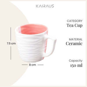 ชุดถ้วยชาเซรามิกสีขาวและชมพูแบบมีลาย จำนวน 2 ใบ - Product Image 3