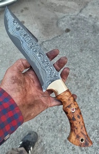 A&M ENTERPRISES Handmade Damascus Steel Bowie Knife Wood Handle Industrial Grade Utility Survival Professional Hunting Knives - Product Image 2