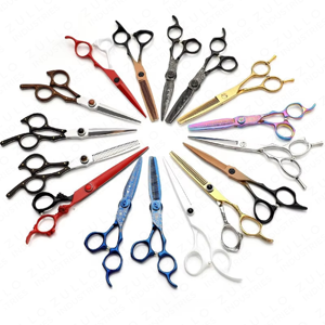 Salon Professional <b>Barber</b> Scissors <b>Set</b> Color Coated High Carbon Steel Hair Cutting Shears with Removable Finger Ring Design - Product Image 6