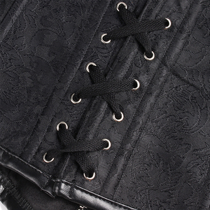 Corsé de cuero PU para mujer con cremallera y bolsillos, faja moldeadora de control firme, negro - Product Image 6
