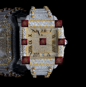 Reloj de Lujo Shreeji Jewels con Diamantes Moissanite de Alta Calidad, Acero Inoxidable, Cuadrado, 42mm, Analógico, Mecánico, Unisex, Correa de Moda - Product Image 1