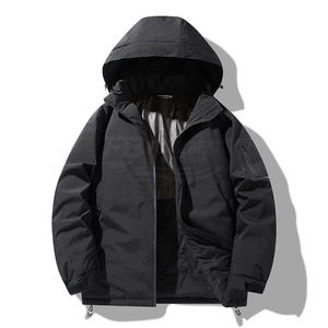 Veste en cuir imperméable et coupe-vent pour homme avec col montant, logo frontal, veste zippée haut de gamme en nylon/coton pour l'automne et l'hiver - Product Image 5