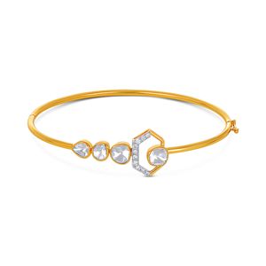 Bracelet moderne en or rose à motif cercle ouvert |   Bijoux fins ajustables avec pierres CZ étincelantes - Product Image 2