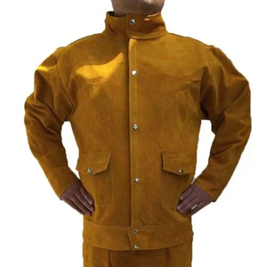 SW GROUP Brown Cowhide <b>Split</b> Leather ANSI/EN ISO CLASS 2 Waterproof Welding Safety Clothing Suit Working Jacket Coat <b>Trousers</b> - Product Image 5