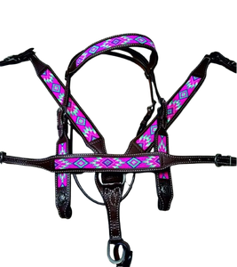 Conjunto de arreos de cuero repujado a mano para caballo estilo western, cabezada y pechera ajustables, personalizable, de primera calidad, genuino EQ-S201 - Product Image 1