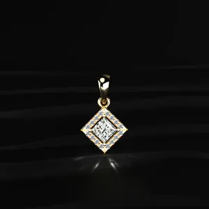 Collier pendentif halo de luxe en or avec diamant de laboratoire de qualité supérieure, couleur D-E, clarté VVS-VS, taille princesse, certifié IGI, 0,5 CT-1 CT. - Product Image 1