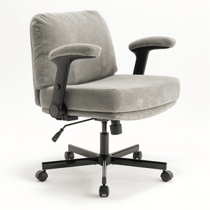 Sedia da Ufficio Comoda con Seduta Incrociata, Cuscino Spesso e Seduta Larga, Braccioli Girevoli Regolabili e Ruote - Product Image 2