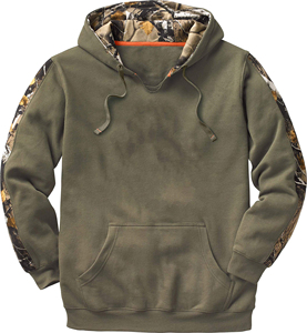 Sweat-shirt à capuche orange pour homme avec manches et doublure camouflage en polaire, coupe classique, vêtement décontracté pour l'automne - Product Image 6