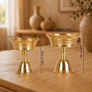 Support de bougie Diya en laiton massif, lampe à huile traditionnelle pour la Puja hindoue, la méditation, l'autel, le temple domestique, la décoration spirituelle, la décoration de festival - Product Image 2