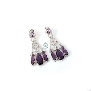 Fashion Drop Earrings-Tipsy Lavender Cocktail CZ Dangle Earrings - Product Image 4