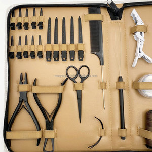 Professional Hair Extension Training kit weft extension tool kit <b>bead</b> plier scissor crocodile clips <b>thread</b> comb needles - Product Image 2