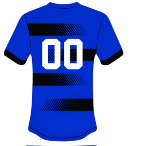 Conjunto de Camiseta y Pantalones Cortos de Rugby Azul Rey y Negro, Manga Corta, Cuello Redondo, Uniforme de Equipo a Rayas, Personalizable, Transpirable, para Entrenamiento y Alto Rendimiento - Product Image 4