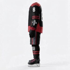 Nouvel ensemble d'uniformes de hockey sur glace de qualité supérieure, impression par transfert thermique, manches longues avec gants, 100 % polyester, qualité premium pour hommes - Product Image 5