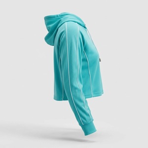 Sudadera con Capucha Corta Blanca para Mujer, Manga Larga, Estampado de Letras, con Cordón, Informal, de Otoño, de Algodón y Felpa, de Alta Calidad - Product Image 5