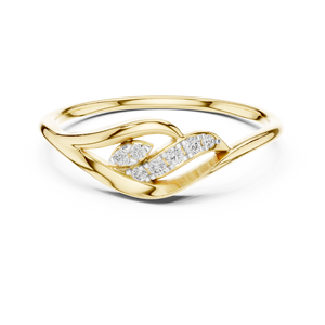 Anillo de Diamantes Redondos Cultivados en Laboratorio SERENITY FLOW, Oro Amarillo de 18 Quilates con Baño de Rodio, Estilo Minimalista, para Compromiso, Fiestas, Regalos para Mujer - Product Image 1