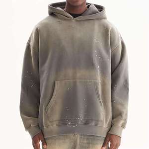 Custom Blank Vintage Distressed <b>Pullover</b> <b>Mens</b> Acid Washed Paint Splatter Sunfaded Winter Fleece Streetwear Hoodie No - Product Image 1
