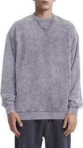 Sweat-shirt en molleton à col rond pour homme, effet délavé, polyester/coton, respirant, 280g, design de logo personnalisé, hiver, best-seller, professionnel - Product Image 3