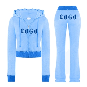 Customized Women Fitness Hooded Printed Solid Casual Tracksuit <b>Set</b> Gym Running Jogger Suit cotton - Product Image 3