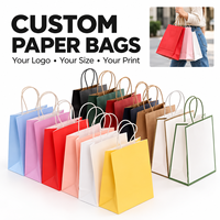 Sacs en papier kraft écologique personnalisés pour le café à emporter et les courses de cadeaux écran/logo imprimé offset emballage en gros