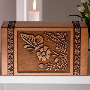 Handcrafted Wooden Cremation Urn with Butterfly & Floral Engraving Personalized for Loved Onesurn Memorial Keepsake by AYAANS - Product Image 5