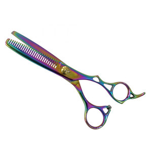 Ciseaux professionnels pour la retouche des cheveux, multicolores avec vis dorée, en acier inoxydable, ciseaux de barbier pour la retouche des cheveux, poignée confortable - Product Image 5