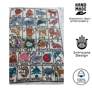 Luxury Kashmiri Hand Woven Bohemian <b>Canvas</b> <b>Wall</b> Hanging 3x2 Feet Durable Eco-Friendly Kids Education Alphabets Decor - Product Image 2