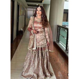 Conjunto de Top-Sarara y Dupatta para Mujer con Bordado de Lentejuelas para Fiestas - Product Image 1