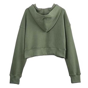 เสื้อฮู้ดครอปสำหรับผู้หญิง ทรงหลวม สวมใส่สบาย เหมาะสำหรับฤดูหนาว แขนยาว ผ้าคอตตอนผสม นุ่ม ระบายอากาศได้ดี สไตล์สตรีทแวร์ ออกกำลังกาย ฟิตเนส วิ่ง - Product Image 2