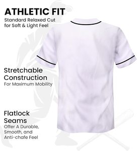Maillot de baseball vierge, maillot de softball classique unisexe à deux boutons pour hommes et femmes, confortable pour une utilisation toute la journée - Product Image 3