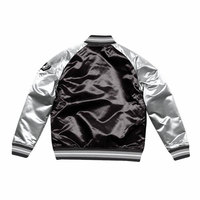 Vestes de baseball en satin personnalisées OEM, imperméables, col montant, style streetwear, fermeture à boutons, coupe-vent