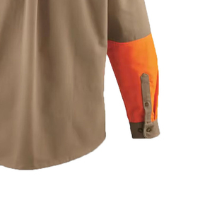 Chemise de travail à manches longues pour homme, à blocs de couleur, boutonnée, orange et marron, pour l'extérieur - Product Image 5