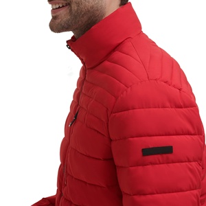 Veste d'hiver décontractée pour homme, rouge, matelassée, à capuche, fermeture éclair, imperméable, coupe-vent, écologique, rembourrage en polyester, coupe régulière - Product Image 2