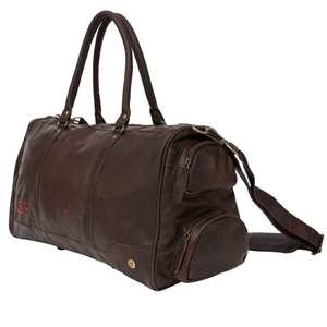 Leather Duffle Bag Vintage Style Weekender Travel Bag <b>Men</b> Women Large Capacity Business Carry-<b>on</b> Lightweight Portable Zipper - Product Image 2