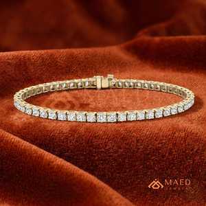 สร้อยข้อมือเทนนิสโมอิสซาไนต์ทรงกลมชุบทอง 18K สำหรับผู้หญิง เครื่องประดับแฟชั่นหรูหรา ดีไซน์สวยหรูระยิบระยับ - Product Image 1