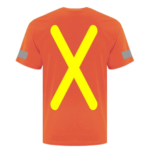 Camiseta de Seguridad Reflectante Naranja para Hombre, Manga Corta, Cuello Alto, Transpirable, Informal, de Verano, 100% Poliéster Tejido - Product Image 6