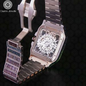 Charm Jewels Luxury Women's Stainless Steel <b>Watch</b> Rectangle Case Analog Quartz Sapphire Crystal Folding Clasp 20mm Band - Product Image 3