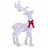 Décoration de Noël en forme de renne lumineux sur pied avec LED blanc froid et guirlande scintillante pour la décoration de la véranda de la maison