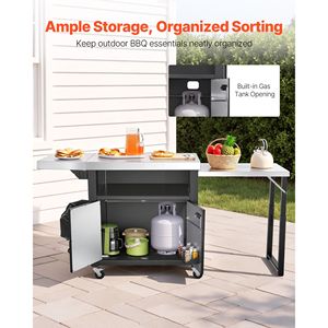 Carrello portaoggetti da esterno con tavolo grill in acciaio inossidabile da 74,8 pollici e isola cucina impermeabile - Product Image 3