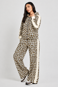 Ensemble de survêtement 2 pièces pour femme, imprimé léopard blanc et jaune, sweat à capuche oversize et pantalon large, style streetwear décontracté - Product Image 6
