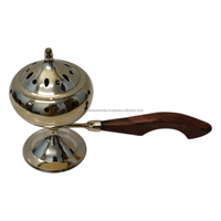 Brûleur d'encens conique aromatique indien moderne, simple et écologique, en métal durable de qualité supérieure, fait à la main, avec logo personnalisé et poignée en bois