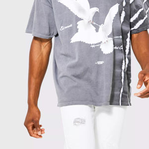 เสื้อยืดโอเวอร์ไซส์คอกลมพิมพ์ลาย 3 มิติ คุณภาพสูงสำหรับผู้ชาย ผลิตจากผ้าฝ้ายย้อมสี เหมาะสำหรับฤดูร้อน - Product Image 3